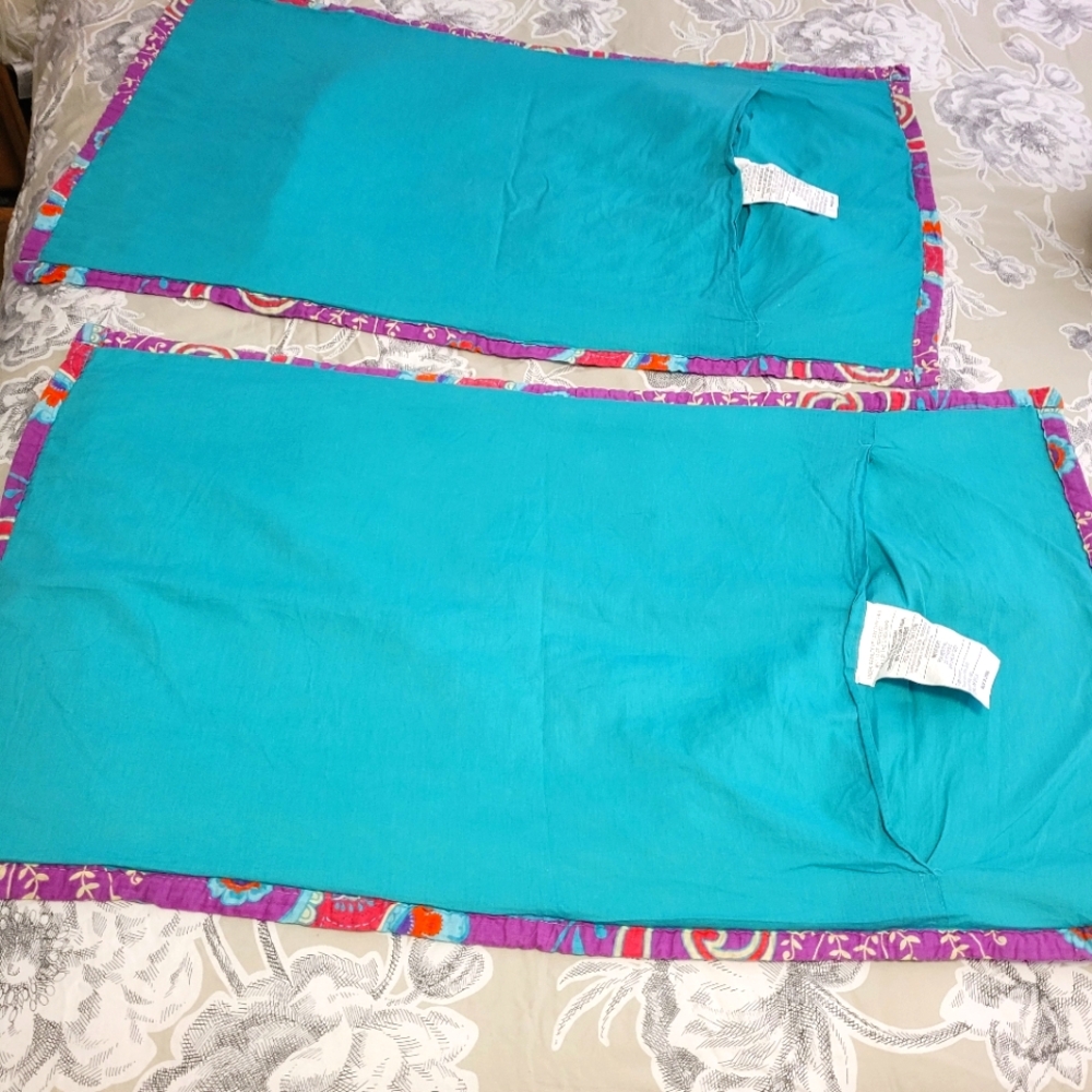 Pair of Boho Colorful Quilted Cotton Patchwork King Pillow Shams - Picture 5 of 6